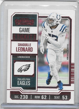 Shaquille Leonard 2023 Contenders Game Ticket Red #45