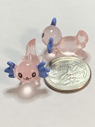 AXOLOTL DRAGONS~#7~LIGHT PINK~SET OF 2 DRAGONS~GLOW IN THE DARK~FREE SHIPPING!