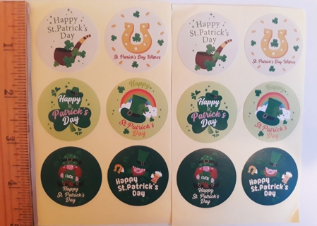 12 St. Patrick's Day Stickers (1 1/2")