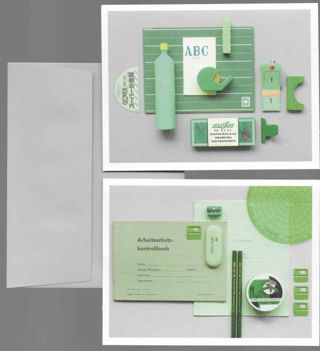 BRAND NEW 2 Pen & Paper BLANK NOTE CARDS w/ ENVELOPES – by Present & Correct GREEN