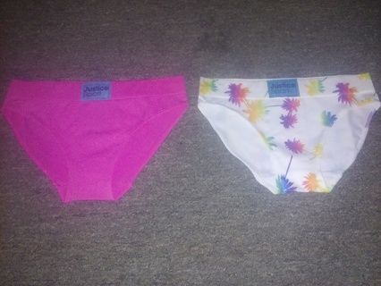 JUSTICE SPORT Briefs for Girls, Size 10 (2 pairs)
