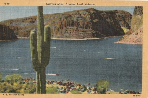 Vintage Unused Postcard: t: Linen: Canyon Lake, Apache Trail, AZ