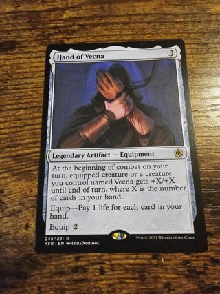 Magic the gathering mtg Hand of Vecna rare card Forgotten Realms