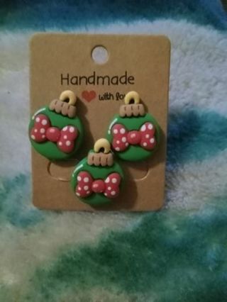 Christmas ball ornaments earrings and adjustable ring set