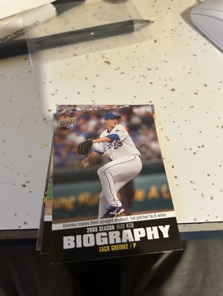 2010 upper deck biography zack greinke