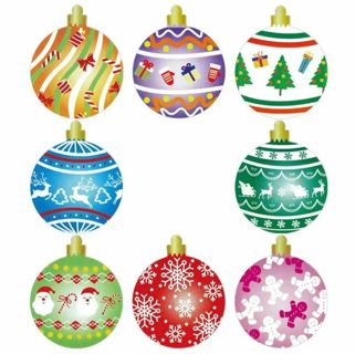 ⛄(8) 1" CHRISTMAS ORNAMENT STICKERS! (SET 2 of 2)⛄