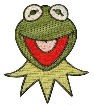 1 Vintage KERMIT FROG Iron ON Patch Green From Muppet Clothing Embroidery Applique Badge