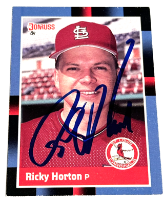 Autographed 1988 Donruss #430 Ricky Horton St. Louis Cardinals Baseball card