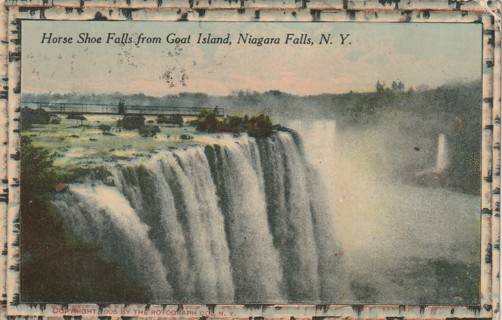 Vintage Used Postcard: gin z: Pre Linen: Horseshoe Falls from Goat Isle, Niagara Falls