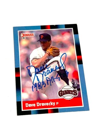 Autographed 1988 Dave Dravecky Donruss Baseball Card #485