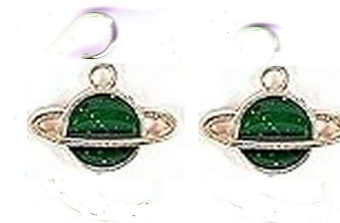 GP ENAMEL GREEN SATURN EARRINGS (PLEASE READ DESCRIPTION