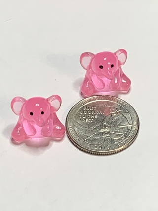 MINI ELEPHANTS~#4~PINK~SET OF 2 MINI ELEPHANTS~GLOW IN THE DARK~FREE SHIPPING!