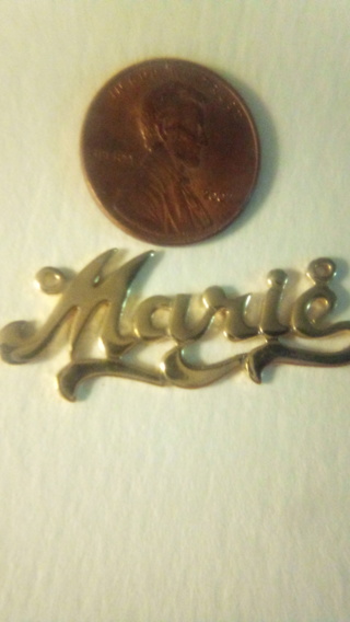 Name plate/ gold tone metal  pendant (Marie)