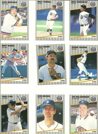 Fun Pack Baseball Cards: 9 Vintage 1989 Fleer Detroit Tigers Baseball Cards