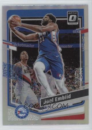 JOEL EMBIID 2023 24 OPTIC HOLO SILVER PRIZM PARALLEL PHILADELPHIA 76ERS