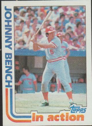 1982 Topps Johnny Bench In Action HOF Cincinnati Reds #401