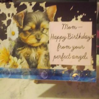 Mom- Happy Birthday From Your Perfect Angel - Design Blank Note Card