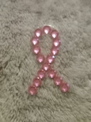 Pink ribbon gemstone sticker