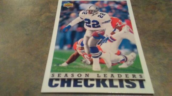 1993 U.D. SEASON LEADERS CHECKLIST EMMITT SMITH DALLAS COWBOYS FOOTBALL CARD# 431