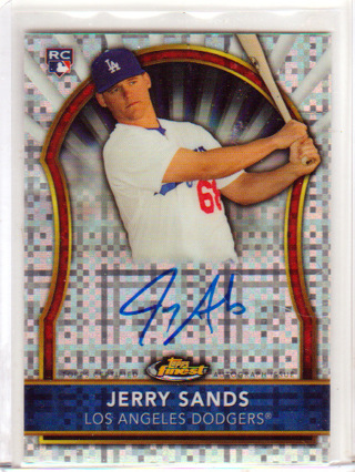 Jerry Sands, 2006 topps Finest AUTOGRAPHED Card #70, Los Angles Dodgers, (L3)