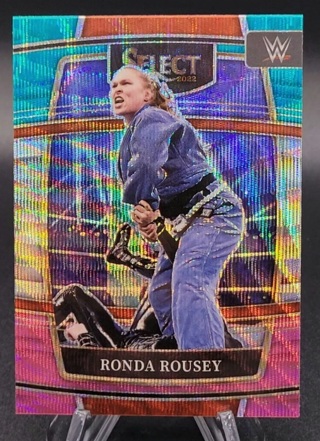 2023 WWE Select - Ronda Rousey Tri-Color Wave Prizm SP #90