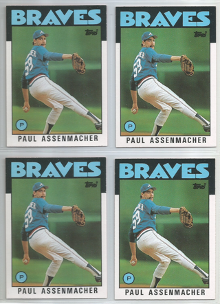 Lot of (4) 1986 Topps Traded Paul Assenmacher #4T Braves