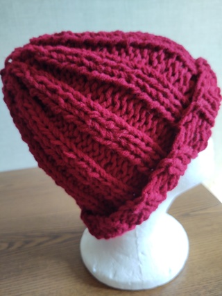Hand Knit Dark Rose Hat