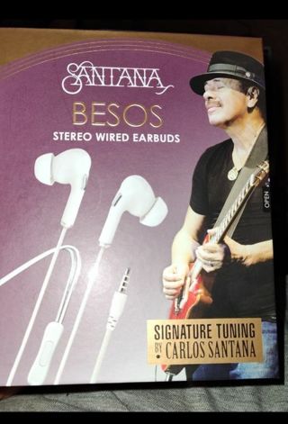 Santana Besos by Carlos Wired Earbud Headphones with Mic, 3.5mm Plug-in