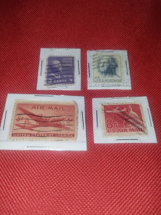 Four U.S. Stamps Air Mail & Regular Postage