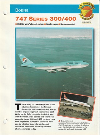 Aircraft of the World Leaflet: Airliners: Boeing 747 Series 300/400