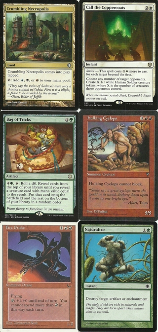 6 Magic the Gathering Cards:  Vintage 1995 and Newer MTG