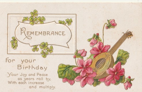 Vintage Unused Postcard: f: Birthday