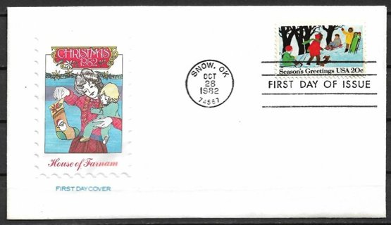 1982 Sc2027 Christmas Winter Scene FDC with HF cachet