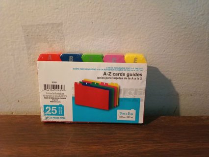 Index Cards Guides A - Z Color Coded