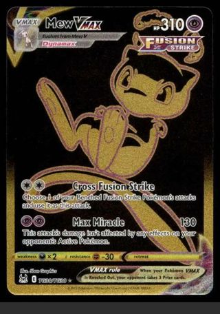 NM Gold Secret Rare Mew VMAX Textured full Art Pokemon card TCG SWSH