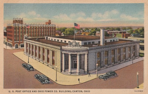 Vintage Unused Postcard: c: Post Office & Ohio Power Co, Canton, OH