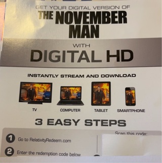 The November Man HD MOVIES ANYWHERE OR VUDU CODE ONLY