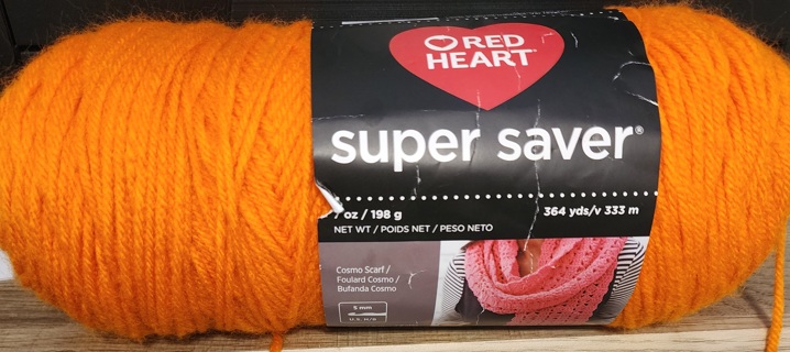 NEW - Red Heart Super Saver Yarn - "Pumpkin"