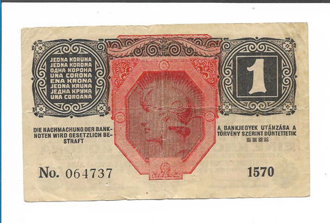 1916 Austria-Hungary 1 Krone/Korona Banknote