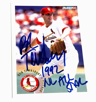 Autographed 1994 Fleer 647 Bob Tewksbury St. Louis Cardinals/With 1992 All Star Inscription