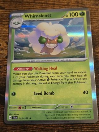 Pokemon Whimsicott holo rare card 015/162