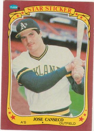 1986 Fleer Star Stickers Jose Canseco Oakland Athletics #19.