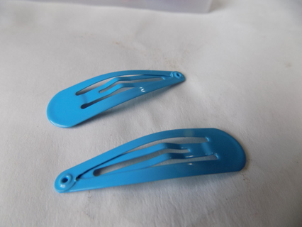 Pair of metal hair clips # 25 blue