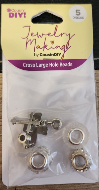 NEW - Cousin DIY! - Large Hole Beads & Cross Charms - Package of 5