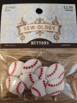 NEW - Sew-Ology - 8 Baseball Buttons & 3 Baseball Bat Buttons 