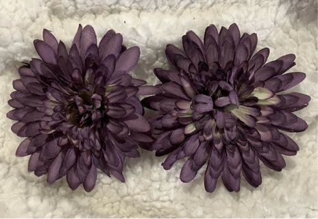 2 Purple Plastic Flowers