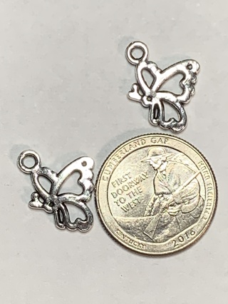 BUTTERFLY CHARMS~#10~SILVER~SET OF 2 CHARMS~SET 3~FREE SHIPPING!