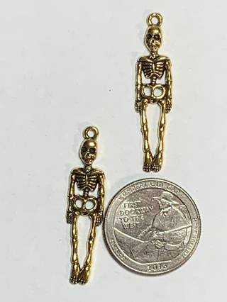 SKELETON CHARMS~#8~ANTIQUE GOLD~SET OF 2 CHARMS~FREE SHIPPING!