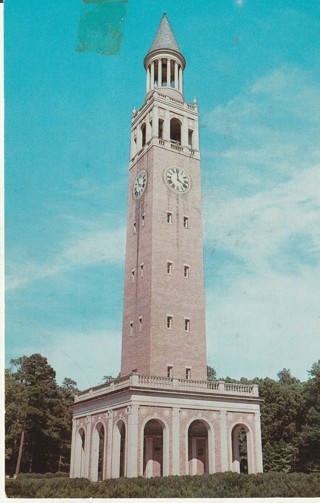 Vintage Unused Postcard: c: Morehead Patterson Bell Tower, University of NC