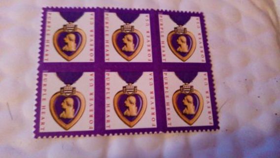 6-FOREVER US POSTAGE STAMPS.. PURPLE HEART